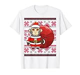 Santa Monkey Tasche süßer Tierliebhaber hässlicher Weihnachtspullover T-S