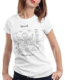 CottonCloud Blaupause Ward Damen T-Shirt Legends League, Farbe:Weiß, Größe:S