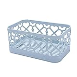 Plastic Bucket Stationery Cosmetics Storage Box Peach Heart Pattern Hollow Container Pencil Can Pen Pencil Case Jewellery Organiser Box Holder (Color : Blue) (Blue)