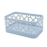 Plastic Bucket Stationery Cosmetics Storage Box Peach Heart Pattern Hollow Container Pencil Can Pen Pencil Case Jewellery Organiser Box Holder (Color : Blue) (Blue)