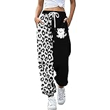 LFYYDS Damen Hose Einfache Drucken Jogginghose Lässige Lang Sweathose mit Taschen und Kordelzug Leichte Bequeme Sporthose Loose Fit Fitness Laufhose Passend für Sport Laufen Yog