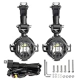 MARCHFA KOLOME LED Motorrad Zusatzscheinwerfer Nebelscheinwerfer mit,Nebel Fahrlicht Kits DRL Wasserdicht 40W 3000LM 6000K für Motorrad K1600 R1200G (Komplettset-Kit)