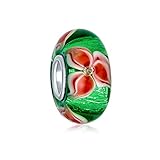 Rot Grün Bunte Murano Glas Weihnachten Weihnachten Blume Weihnachtsstern Perlen Charm für Frauen Für Teenager 925 Sterling Silber passt europäisches Armb