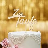 Dankeskarte.com Cake Topper Zur Taufe Zweizeilig - für die Tauftorte - Holz - XL - Tortenaufsatz, Kuchen, Tortendeko, Tortenstecker, Kuchanaufsatz, Kuchendek