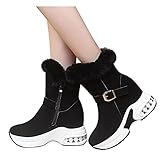 Dasongff Winterstiefel Damen Winterschuhe Stiefel Einfarbige Stiefeletten Damenschuhe Frauen Elegant Herbst Winter Schneestiefel Warme Boots Stiefel Plateau Schuhe D