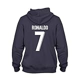 Cristiano Ronaldo 7 Club Player Style Kids Hoodie Navy/White, Large Boys (9-11yrs)