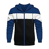 Asija Herren Hoodie Casual Patchwork Pullover Kapuzenpullover Reißverschluss Langarm Farbblock Sweatshirt Sport Hoody Tops mit Tasche für Herren Damen Sportjacke Outdoorjack