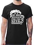 Weihnachten & Silvester Geschenke Party Deko - Its The Most Wonderful time for a Beer Vintage - weiß - L - Schwarz - Kurzarm - L190 - Tshirt Herren und Männer T-S