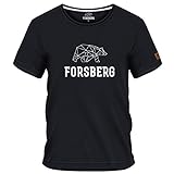 FORSBERG Rönsson T-Shirt mit stylischem Bär Brustlogo Rundhals für Herren für Freizeit und Arbeit, Farbe:schwarz/Weiss, Größe:M