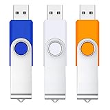 USB Sticks 32GB 3 Stück TOAUXUNG Speicherstick Rotate Metall Mehrfarbig High Speed USB 2.0 Flash Drive Pack, Mehrfarbig