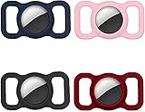 4 Stück Pet Silikon Schutzhülle für Airtags Einstellbare GPS Tracking Hund Katze Zubehör Halsband Anti-Lost Locator Silikon Case Kompatibel Apple Air Tag zum Haustier Halsband Kinder Senioren T