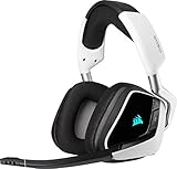 Corsair Void Elite RGB Wireless Gaming Headset (7.1 Surround Sound, Ultraniedrige Latenz, 12 Meter Reichweite, Omnidirektionales Mikrofon, iCUE RGB-Beleuchtung, für PC und PS4) w