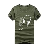 Kurzarm Herren Sommer Loose-Fit Modern Männer T-Shirt Trend Mode Druck Freizeithemden Basic Rundhals Lose Komfortabel Wicking Herren Sportshirt D-Green M