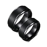 Bishilin Eheringe Paarepreis Wolframcarbid, Schwarz Matt Ringe 8MM Damen Gr.54 (17.2) + Herren Gr.57 (18.1) Verlobungsringe Nickelfrei Paar Ringe S