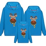 Weihnachtspullover Familie Set Weihnachts Familien Pullover Weihnachten Familie Pulli Weihnachten Weihnachtspullis Damen Kinder Mädchen Weihnacht Sweatshirt Rentier Mit Kapuze Blauer See Men_XL