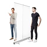 HoWar Roll UP Spuckschutz | Transparent-Banner 100x200cm | Spuckschutz Stellwand transparente Folie | Spritzschutz Trennwand Abtrennwand | Schutzschild | Folie als Schutzschirm V