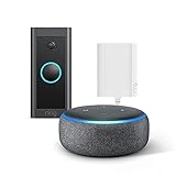 Ring Video Doorbell Wired + Netzteil von Amazon + Echo Dot (3. Gen.) | HD-Video Türklingel, fortschrittliche Bewegungserfassung, Stromversorgung mit N