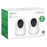 VOCOlinc HomeKit NUR 1080p WLAN IP Kamera WiFi Innen Überwachungskamera mit 355°/93° schwenkbare und 3 Megapixel Babyphone mit Bewegungserfassung Nachtsicht Zwei-Wege-Audio VC1 Opto (2 Pack)