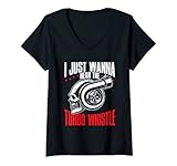 Damen I just want hear Turbo Whistle T-Shirt mit V