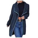 Damen Casual Mantel Lange Ärmel Outwear Coat Fleecejacke Kunstfell Winterjacket mit Kapuze Plüschjacke Teddy-Fleece Casual Wintermantel mit ​Taschen Sweatshirt Hoodie Oversized Weich Pullover Sw