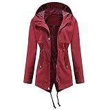 Herbst Und Winter Casual Fashion Damen Kapuzen Einfarbig Taille Outdoor Regendicht Langarm ReißVerschluss Selbstanbau Mittellange Windjacke Jacke D