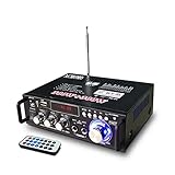 600W Mini Verstärker Digital Endverstärker Bluetooth Stereo Home Car Audio Verstärker USB SD FM MIC HiFi Digital-Verstärker 12V/ 220V Mini 2CH 2-Kanal I Mini Endstufe LCD Display