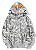 Ubeisy Bape Shark 3D Hoodie Mode Camo Hoodie Reißverschluss Tarnjacke Shark Head Coat Bape Sweatshirt,GreyMC,XXL1