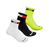 GripGrab Unisex-Adult 3er Pack Classic Regular Cut-3 Pack Socken, Mehrfarbig (1 X Schwarz, 1 X Weiß, 1 X Gelb Hi-Vis) -3 Paare, L (44-47)