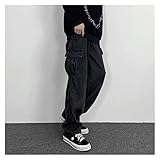 Hip Hop Jogger Cargo Pants Schwarze Jeans Männer mit Taschen Mode Retro Baggy Jeans Harajuku High Street Casual Hip Hop Fracht Hosen (Color : 1, Size : XL)