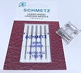 Original Schmetz Leder Nadeln 130/705 H LL Stärke 100 + Rollnähfuß Rollenfuß Nähfuß für Medion Nähmaschinen MD 17187,MD 16661, MD 11836