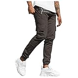 BIBOKAOKE Cargohose Herren Modern Lang Hosen mit Reißver Taschen Arbeitshose Dünne Casual Sommerhose Alltag Freizeithose Outdoor Chino Hose Wanderhose Fahrradhose Tactical Hosen L