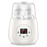 Flaschenwärmer Baby Bottle Warmer Doppel Flaschen Sterilisator und Babykostwärmer LCD Voreingestellte Baby Lebensmittel Heizungsgert Voreingestellte Funktion mit Automatische Abschaltung