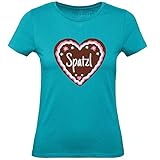 Shirt-Panda Oktoberfest T-Shirt Damen - Spatzl - Lebkuchenherz Tracht Frauen Wiesen Lederhosen München Augsburg Wasen Petrol L