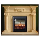 hkwshop Elektrischer Kamin Elektrischer Kamin Insert Feuerkasten Marmorkamin Mantel Klassische Wohnzimmer Wärmer Künstliche optische Flamme E-Kamin/Elektrokamin (Color : Beige with Heater)
