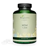 MSM + ZINK Vegavero ® | Gelenke und Knochen*| HOCHDOSIERT: 2000 mg MSM Pulver | 300 Tabletten OHNE ZUSÄTZE | Hergestellt in Deutschland | Veg