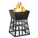 CAMORSA Feuerkorb, Feuerschale Metall Heitzung BBQ Camping Feuerstelle für Outdoor Garten Terrase, 34 x 34 x 48