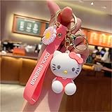JIUDELE Niedlicher Hello Kitty Schlüsselanhänger Figur Mode Cartoon Schlüsselanhänger Dekoration Anhänger Anime Modell Spielzeug Puppen Geburtstagsgeschenk