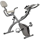 HOMCOM Heimtrainer X-Bike 2-in-1 Fahrradtrainer LCD-Display klappbarer Hometrainer Trimmrad mit 8 stufig einstellbarem Magnetwiderstand und 1 Paar Spannseil Stahl Grau 107x52x110