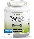 WEIGHT & MASS GAINER Vegan - Vanille 2 kg - V-GAINER - Masseaufbau & Zunehmen ohne Maltodextrin, Creatin & Zucker - Carbs & Protein 2000g laktosefrei - hergestellt in D