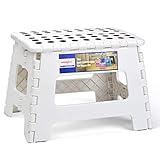 HOUSE DAY Tritthocker Klappbar Klapphocker Faltbar H22cm Tüv geprüft für Kinder Bade Küchen - Weiß