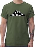 Snowboard, Ski und mehr - Ski Time - XXL - Army Grün - Skispringen - L190 - Tshirt Herren und Männer T-S