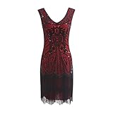 Zilosconcy Damen Kleider Elegant Festlich Kurz Abendkleider Damen Glitzer Maxikleid Party Kleid Rockabilly Kleid Damen Fransenrock mit Retro-Muster Brautkleid Ballk