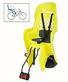 P4B | Kindersitz für Fahrrad in Yellow Fluo/Grey | Befestigung hinten am Rahmen | Einstellbarer 3-Punkt Sicherheitsgurt | Für Fahrräder mit 26-29 Zoll und 28-40 mm R