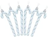 Christmas Concepts® Packung mit 6 - 13 cm Glitzer-Zuckerstangen-Christbaumschmuck (Eisblau & Weiß)