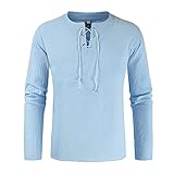 SSBZYES Herrenhemden Herren Langarmhemden Einfarbige Hemden Herren Einfarbig Lose V-Ausschnitt Langarm T-Shirts Herren Casual Top