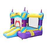 DBOATB Aufblasbares Schloss Kleines Trampolin Aufblasbares Schloss Outdoor-Spielgeräte Kinder Kinderspielzeug Rutsche Kinderspielplatz aufblasbares Schloss (Color : Lila, Size : 280x215x205cm)