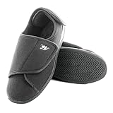 Happy Touch Herren 80D Memory Foam Diabetiker Schuhe mit Verstellbaren Verschlüssen, Diabetiker Haus Hausschuhe, grau, 46 EU