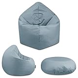 BuBiBag - 2in1 Sitzsack Bodenkissen - Outdoor Sitzsäcke Indoor Beanbag in 32 Farben und 3 Größen - Sitzkissen für Kinder und Erwachsene (100 cm Durchmesser, Grau)