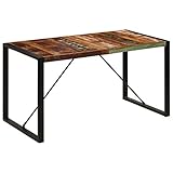 vidaXL Esstisch Retro Vintage Esszimmertisch Küchentisch Holztisch Speisetisch Tisch Massivholztisch 140x70x75cm Recyceltes Massivholz Eisenb