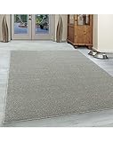 Kurzflor Gabbeh Optik Wohnzimmerteppich Flachflor Teppich Einfarbig Creme - 80x250